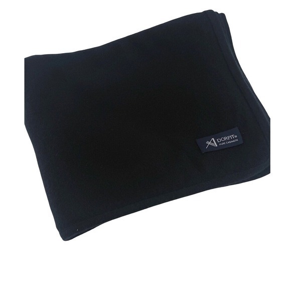 DORFIT Accessories - DORFIT Pure Cashmere Scarf Wrap Black Solid Oversized Luxury Accessory